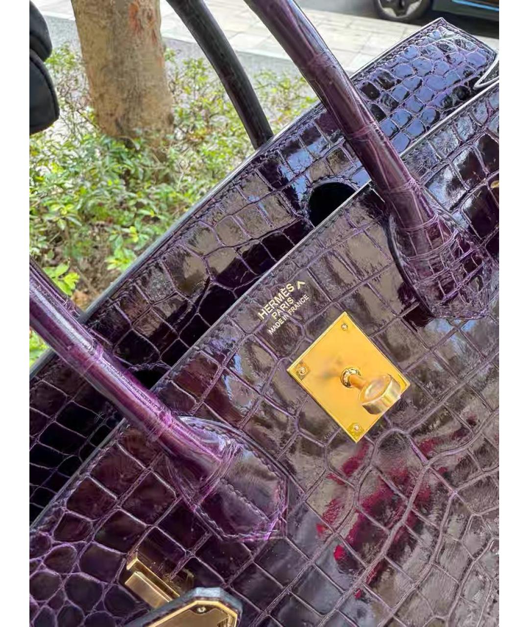 HERMES Фиолетовая кожаная сумка с короткими ручками, фото 5