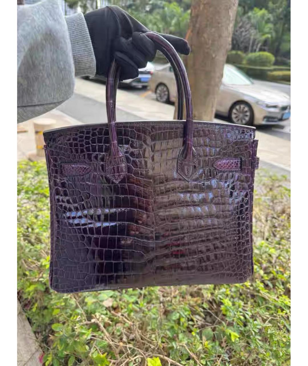 HERMES Фиолетовая кожаная сумка с короткими ручками, фото 2