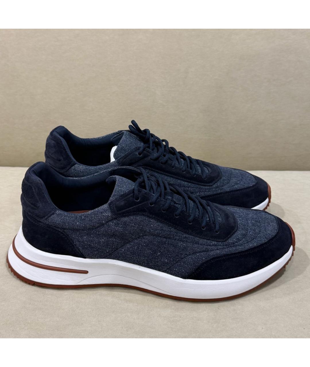 LORO PIANA Темно-синие низкие кроссовки / кеды, фото 6