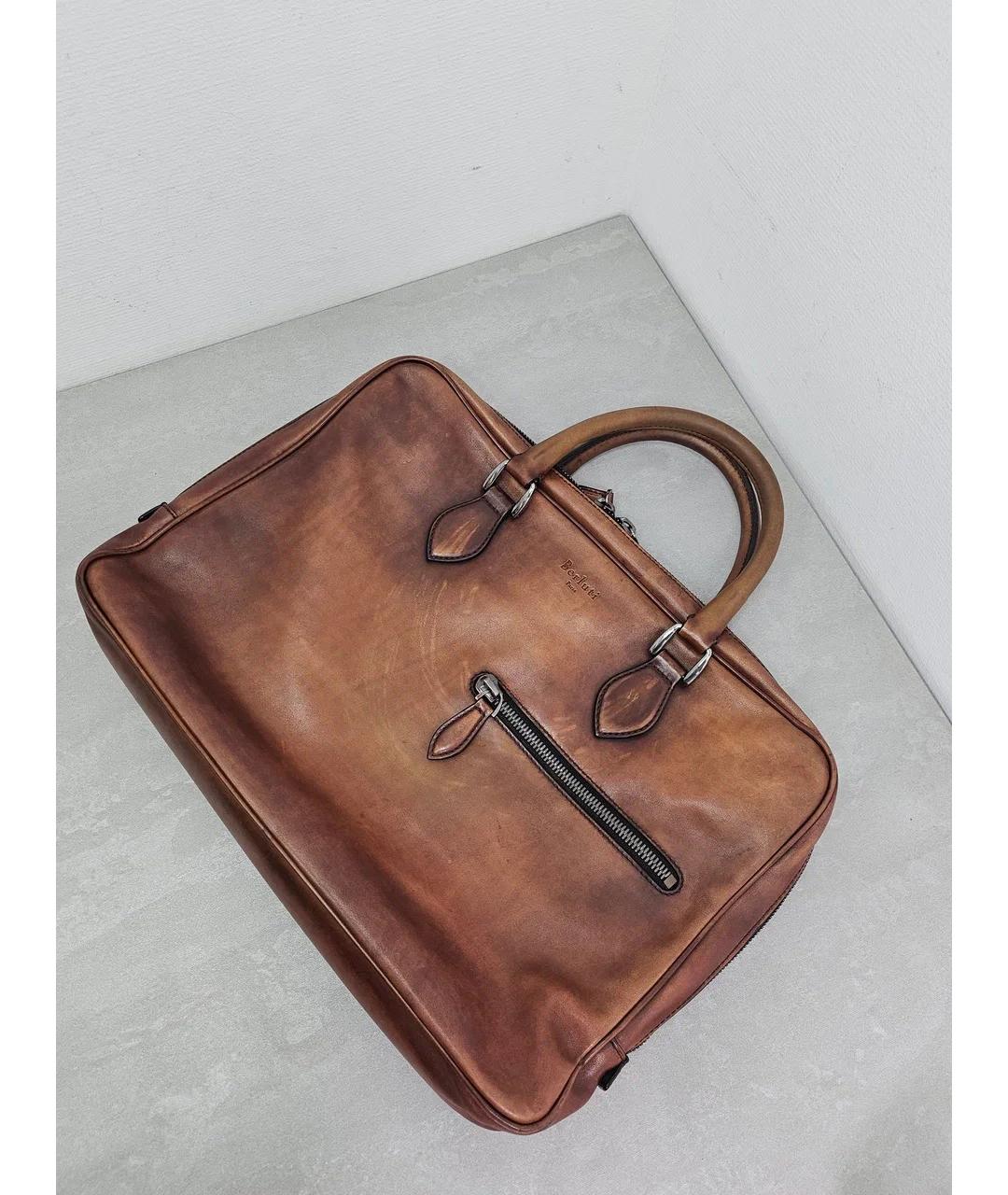 BERLUTI Коричневый кожаный портфель, фото 9