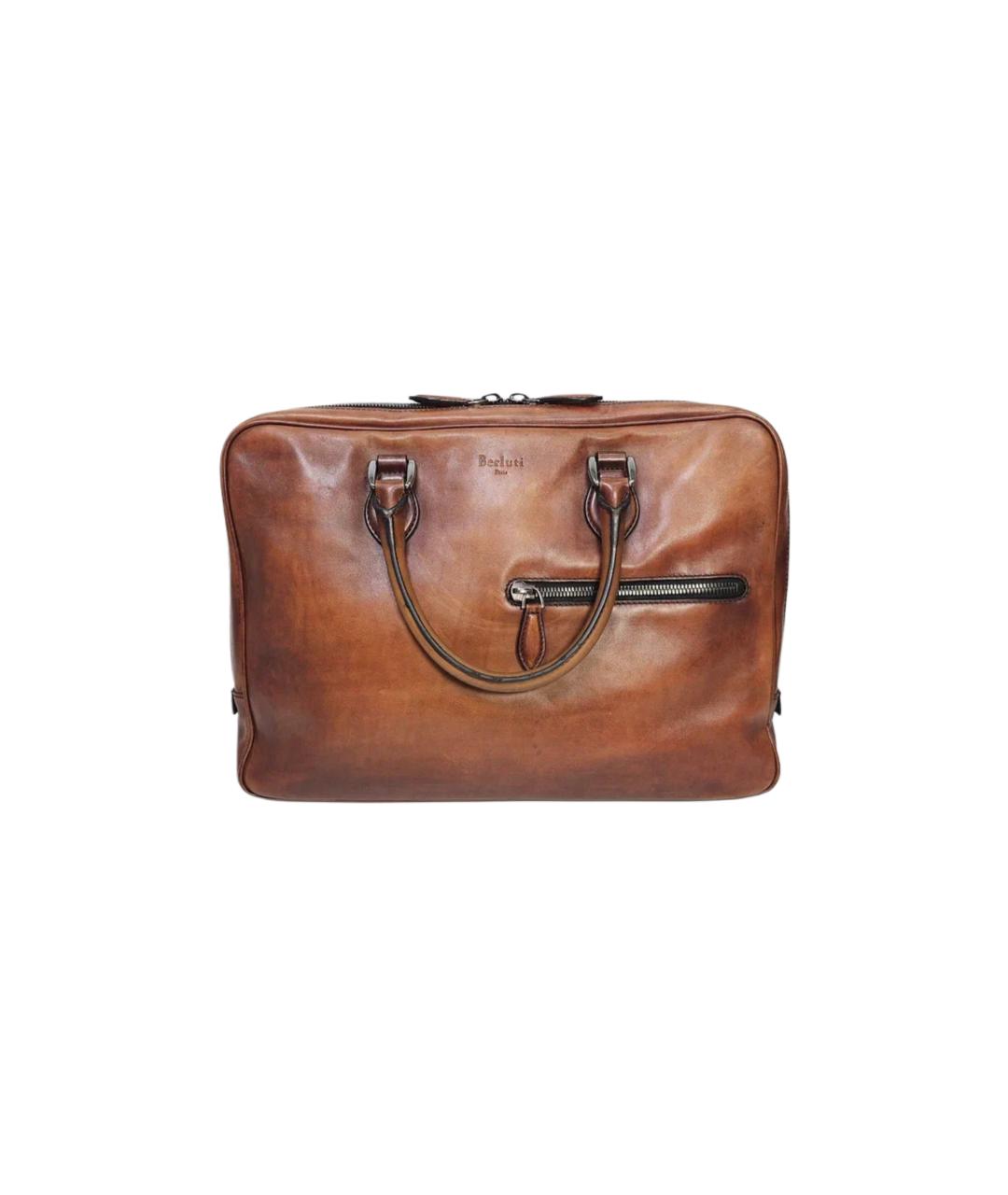 BERLUTI Коричневый кожаный портфель, фото 1