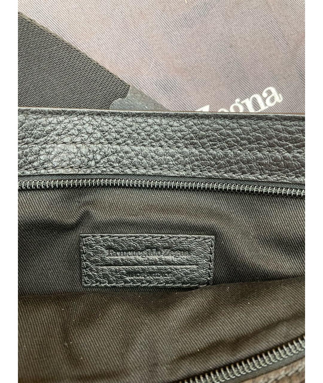 ERMENEGILDO ZEGNA XXX Черная кожаная сумка на плечо, фото 4