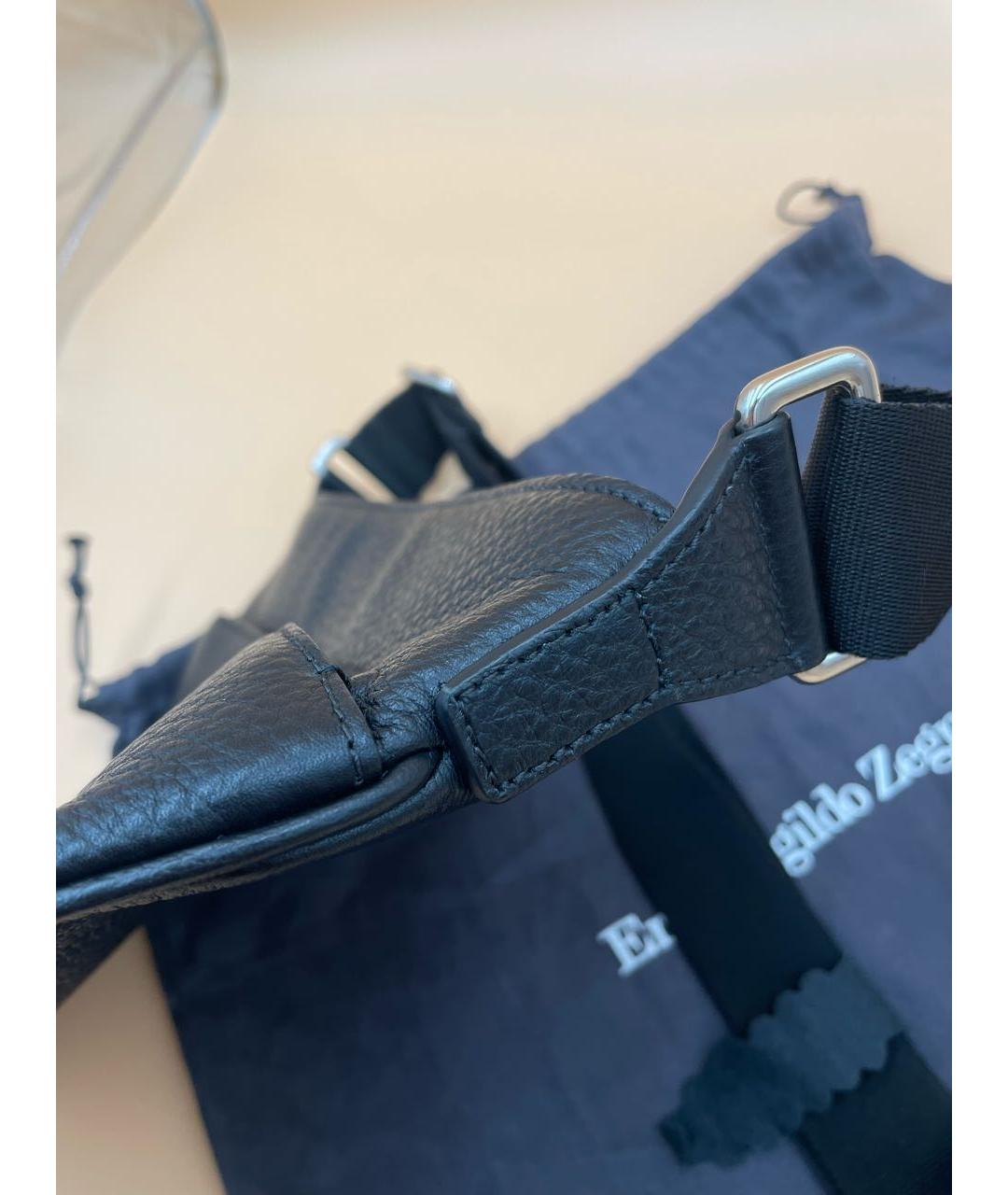 ERMENEGILDO ZEGNA XXX Черная кожаная сумка на плечо, фото 8