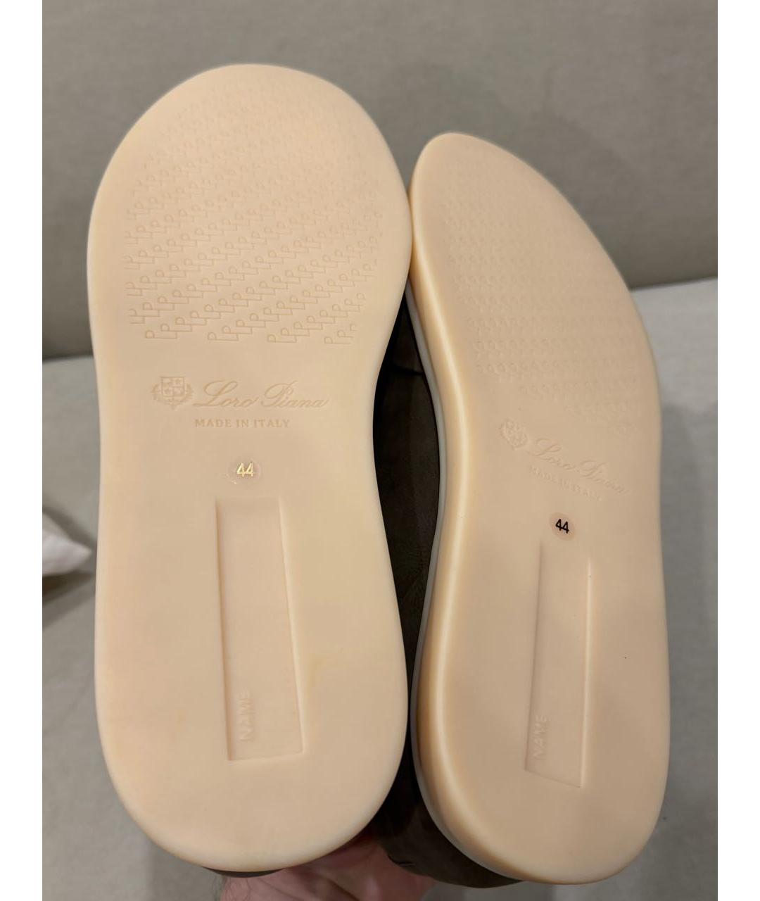 LORO PIANA Хаки нубуковые низкие кроссовки / кеды, фото 5