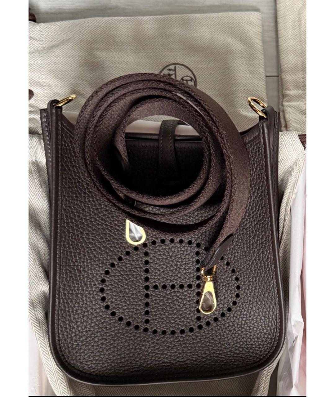 HERMES Коричневая кожаная сумка через плечо, фото 4