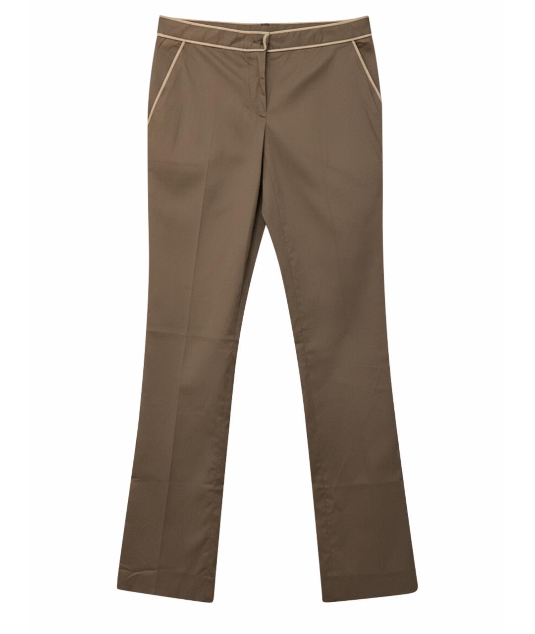 MIU MIU Коричневые хлопковые прямые брюки, фото 1