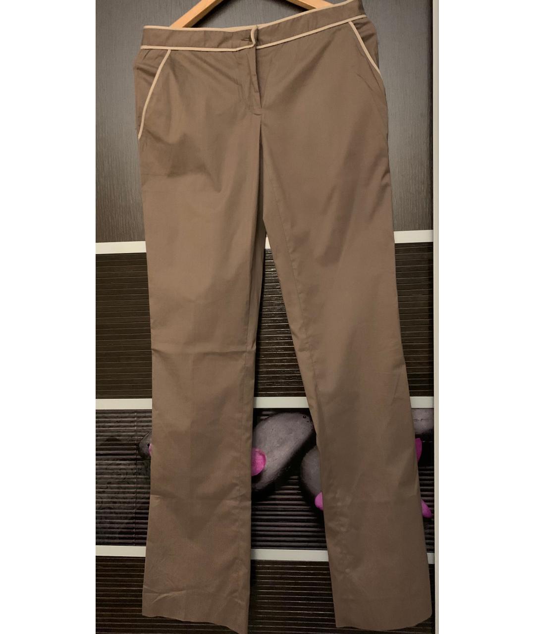 MIU MIU Коричневые хлопковые прямые брюки, фото 6