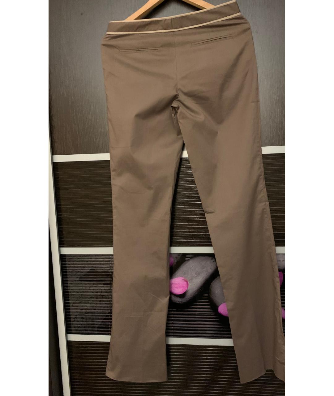 MIU MIU Коричневые хлопковые прямые брюки, фото 2