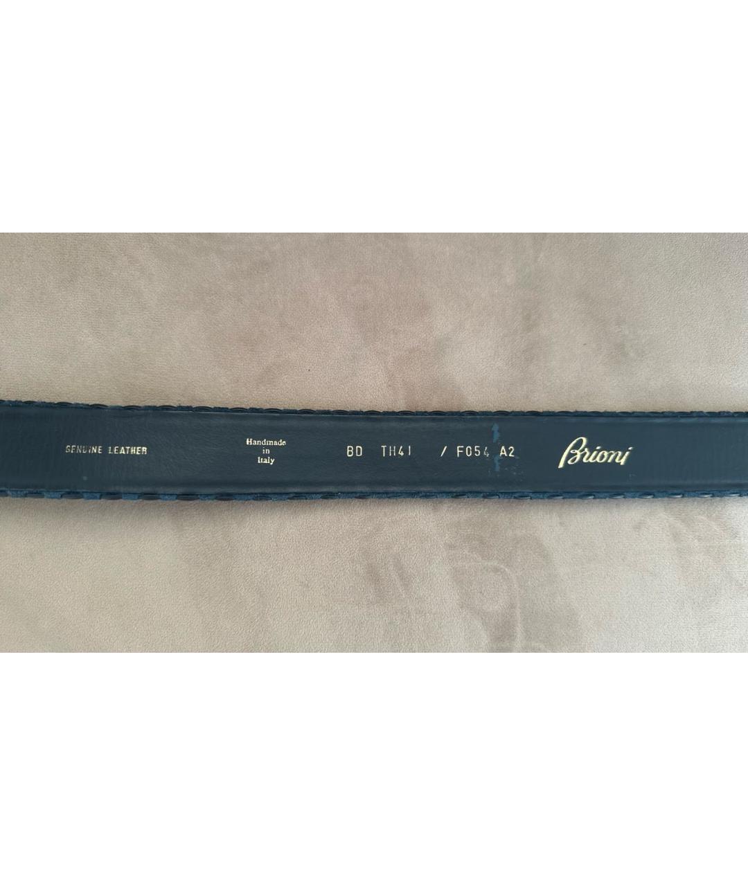 BRIONI Темно-синий кожаный ремень, фото 4