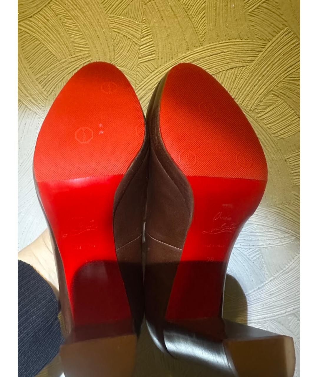 CHRISTIAN LOUBOUTIN Коричневые кожаные туфли, фото 5