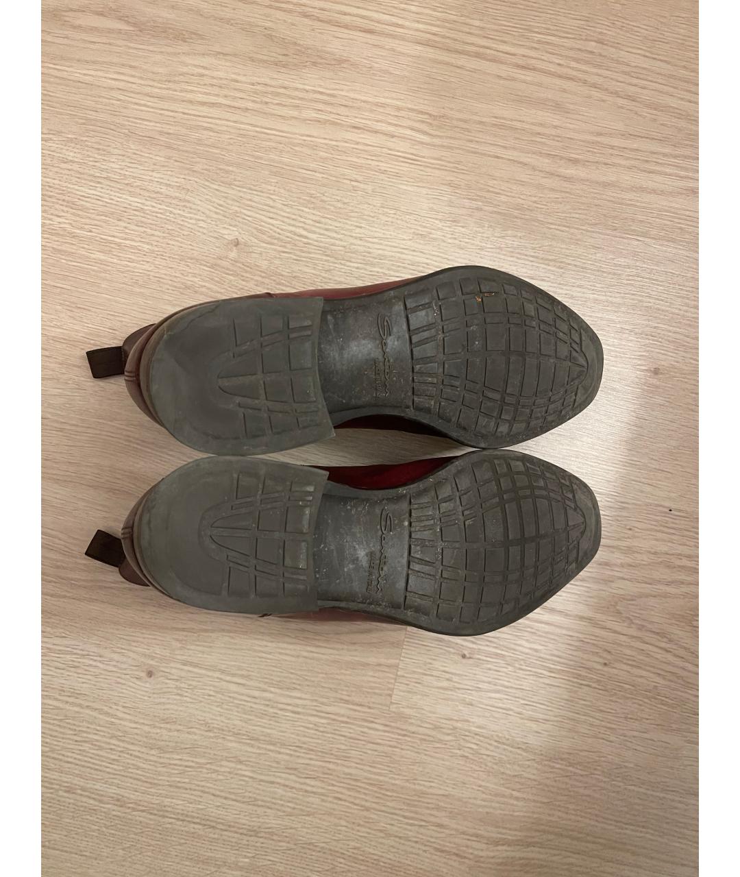 SANTONI Бордовые кожаные высокие ботинки, фото 5