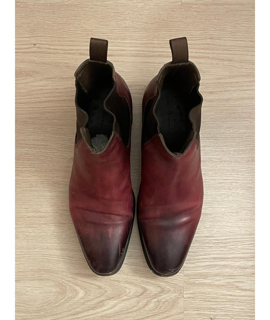 SANTONI Бордовые кожаные высокие ботинки, фото 3