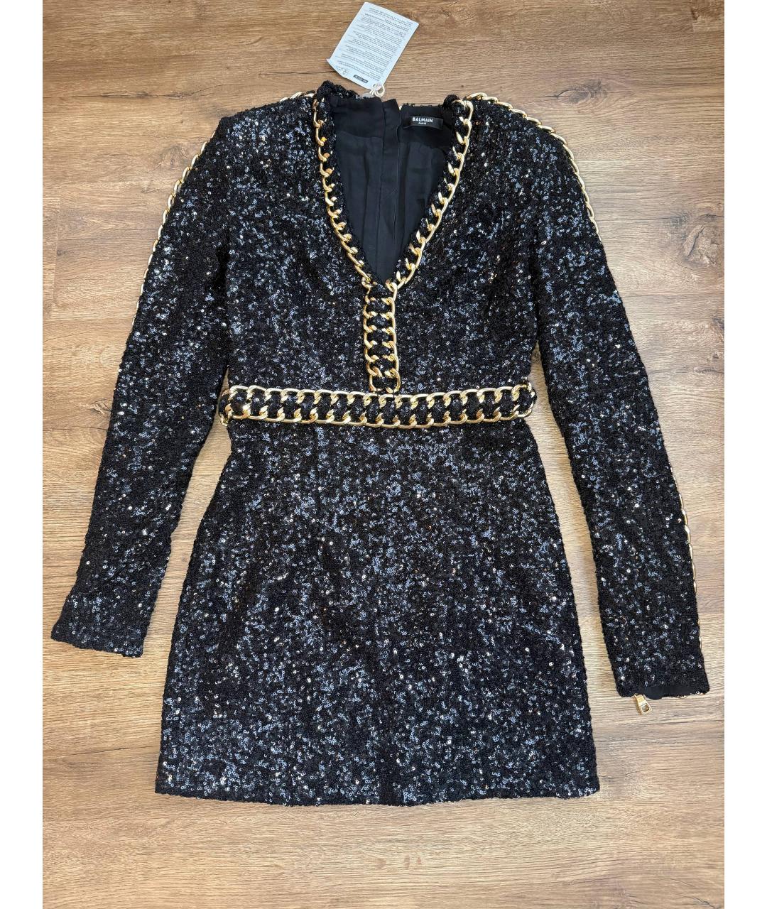 BALMAIN Черное полиамидовое вечернее платье, фото 7