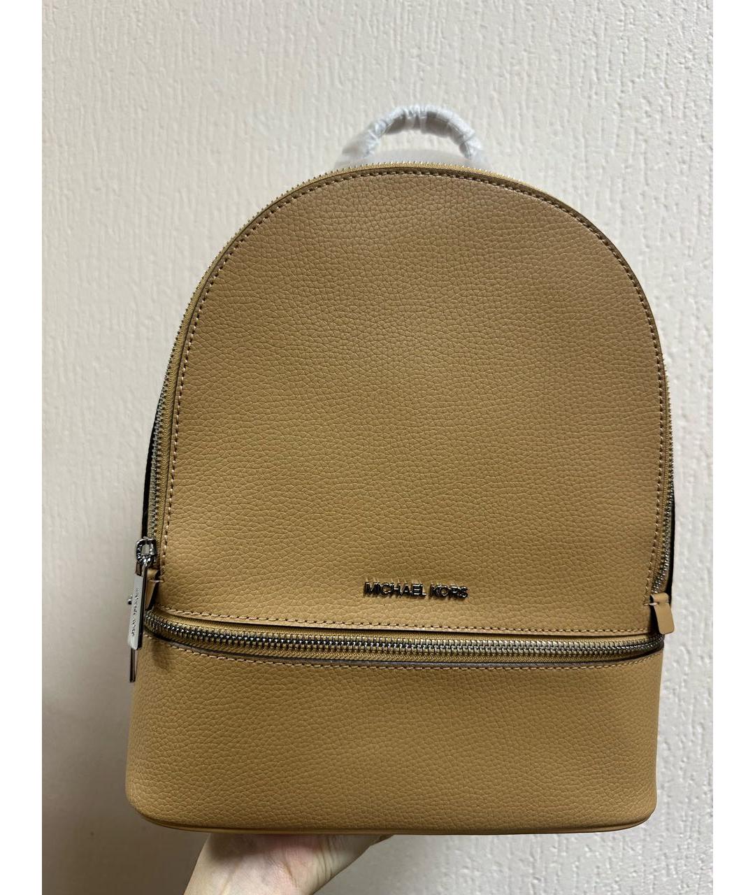 MICHAEL KORS Бежевый кожаный рюкзак, фото 5