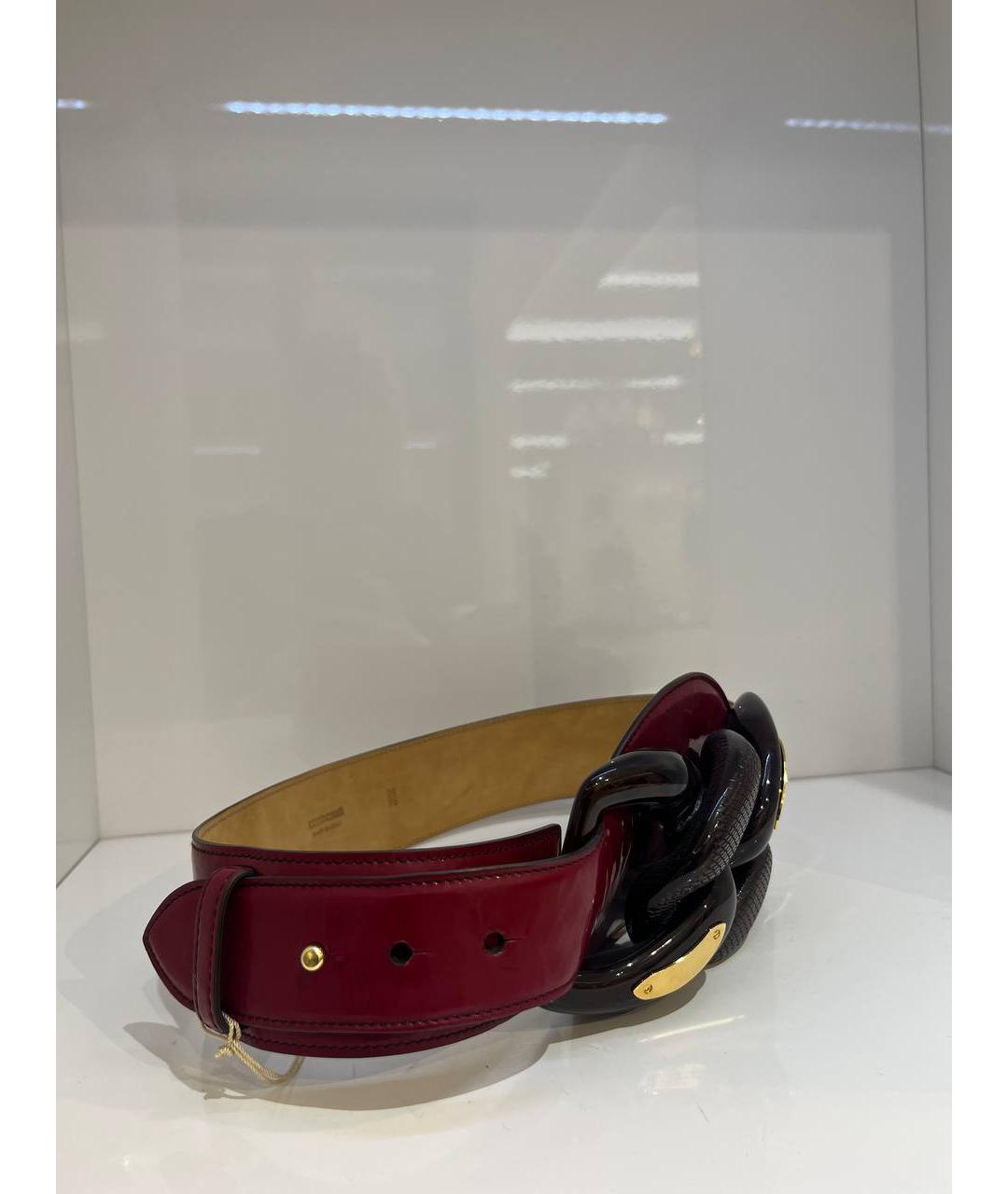 ROBERTO CAVALLI Бордовый кожаный ремень, фото 3