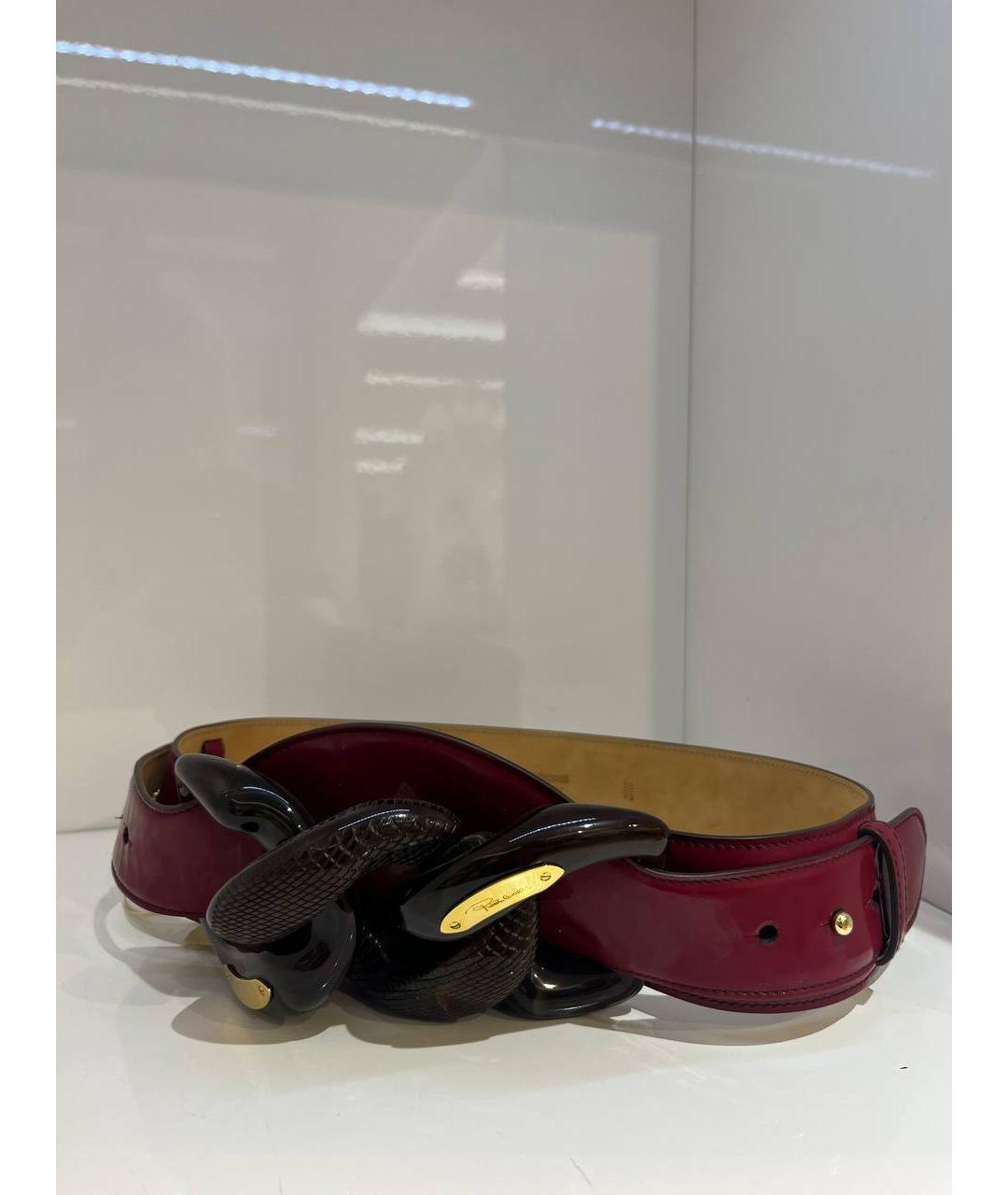 ROBERTO CAVALLI Бордовый кожаный ремень, фото 2