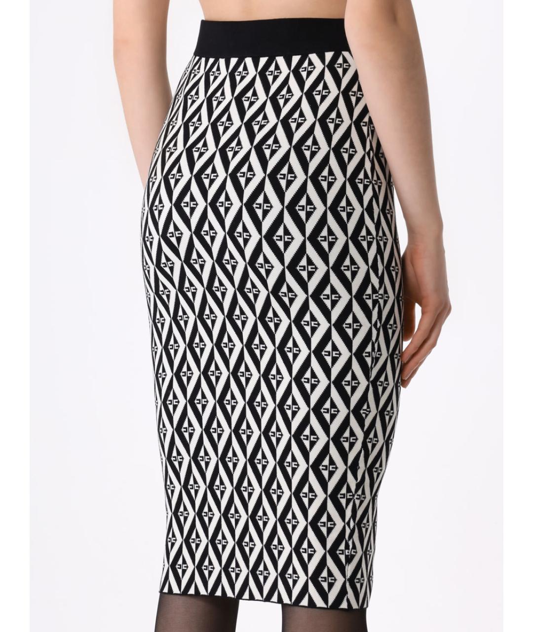 ELISABETTA FRANCHI Черная вискозная юбка миди, фото 2