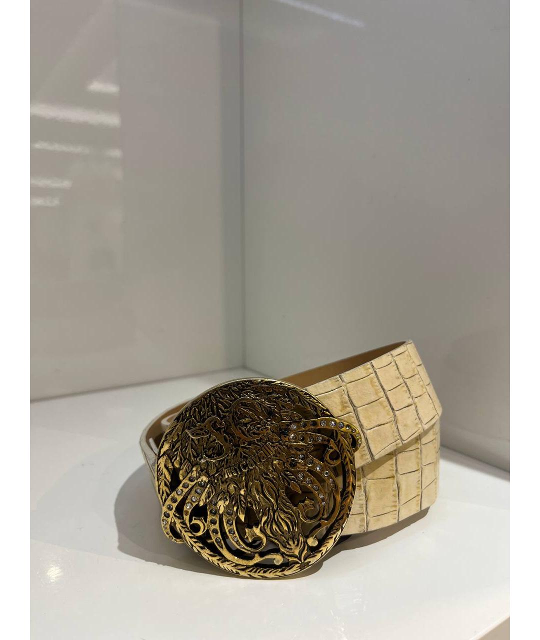 JUST CAVALLI Бежевый кожаный ремень, фото 4