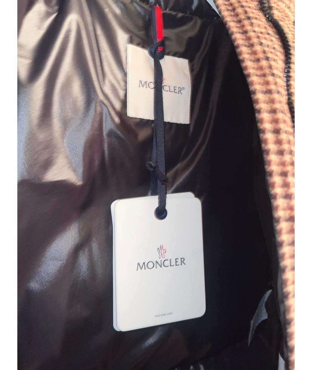 MONCLER Коричневый полиэстеровый пуховик, фото 4