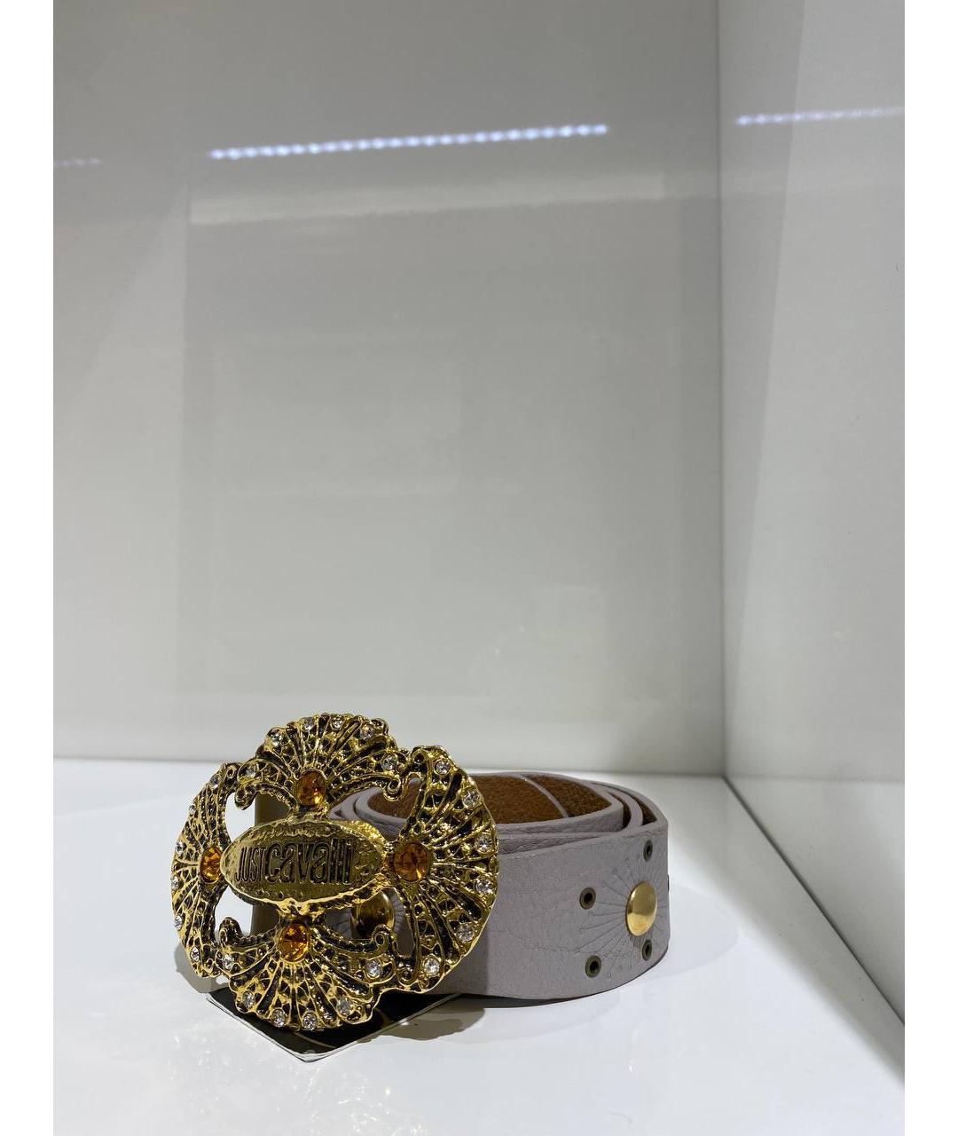 JUST CAVALLI Серый кожаный ремень, фото 2