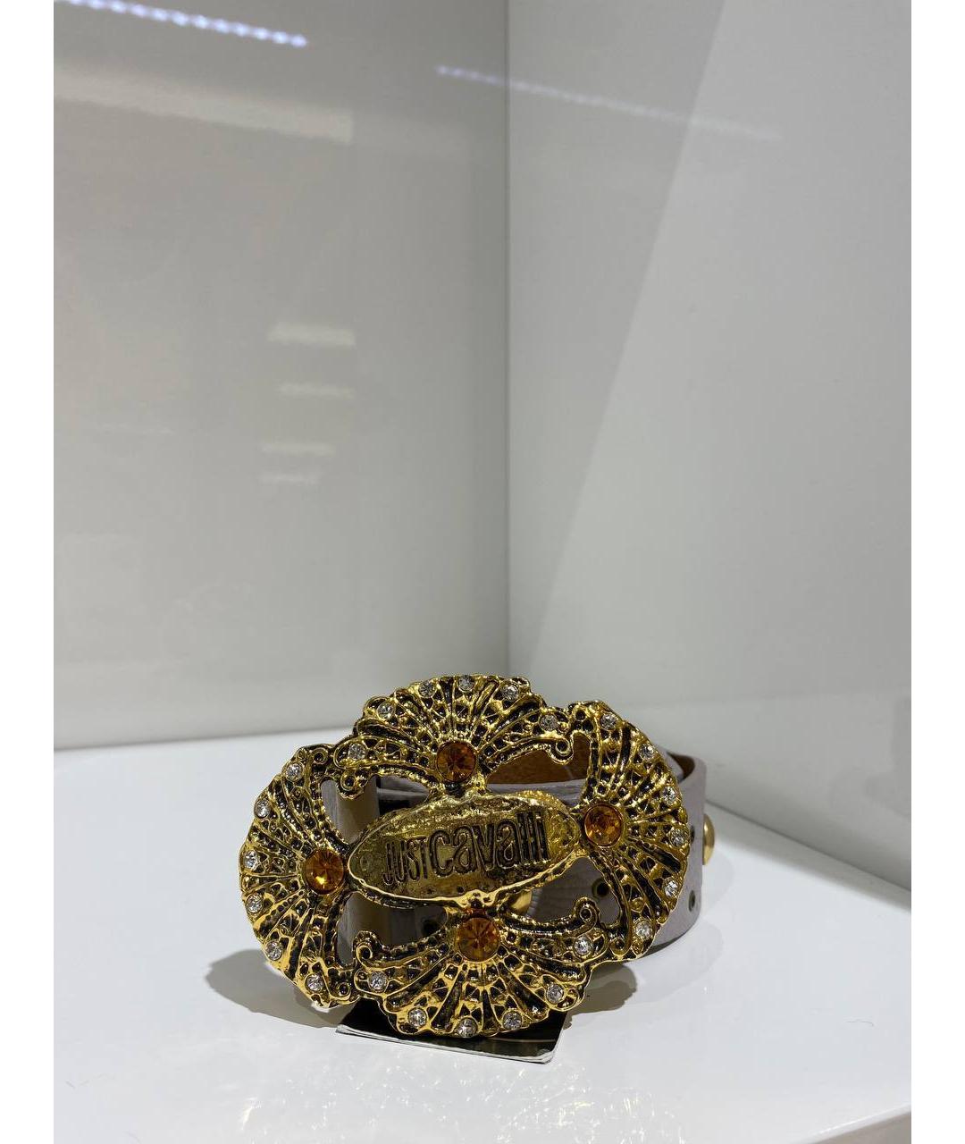 JUST CAVALLI Серый кожаный ремень, фото 4