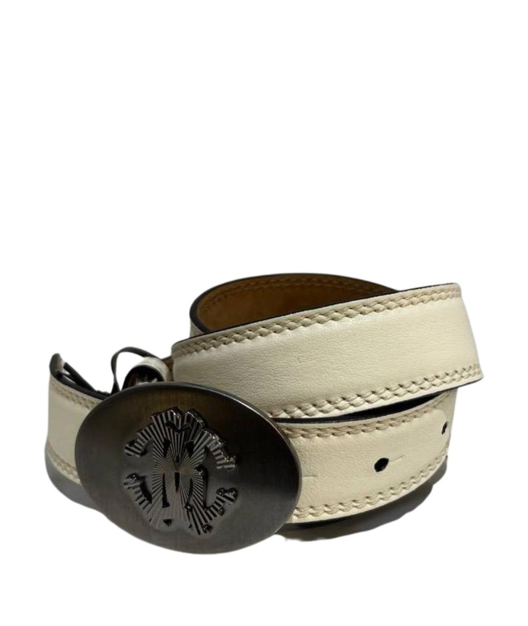 ROBERTO CAVALLI Белый кожаный ремень, фото 1