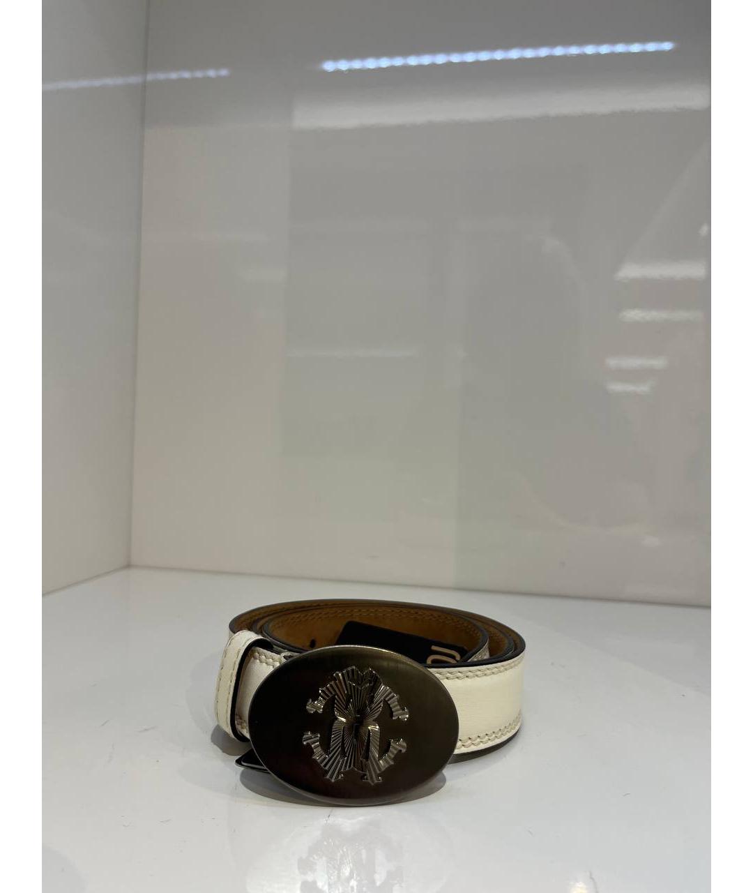 ROBERTO CAVALLI Белый кожаный ремень, фото 2