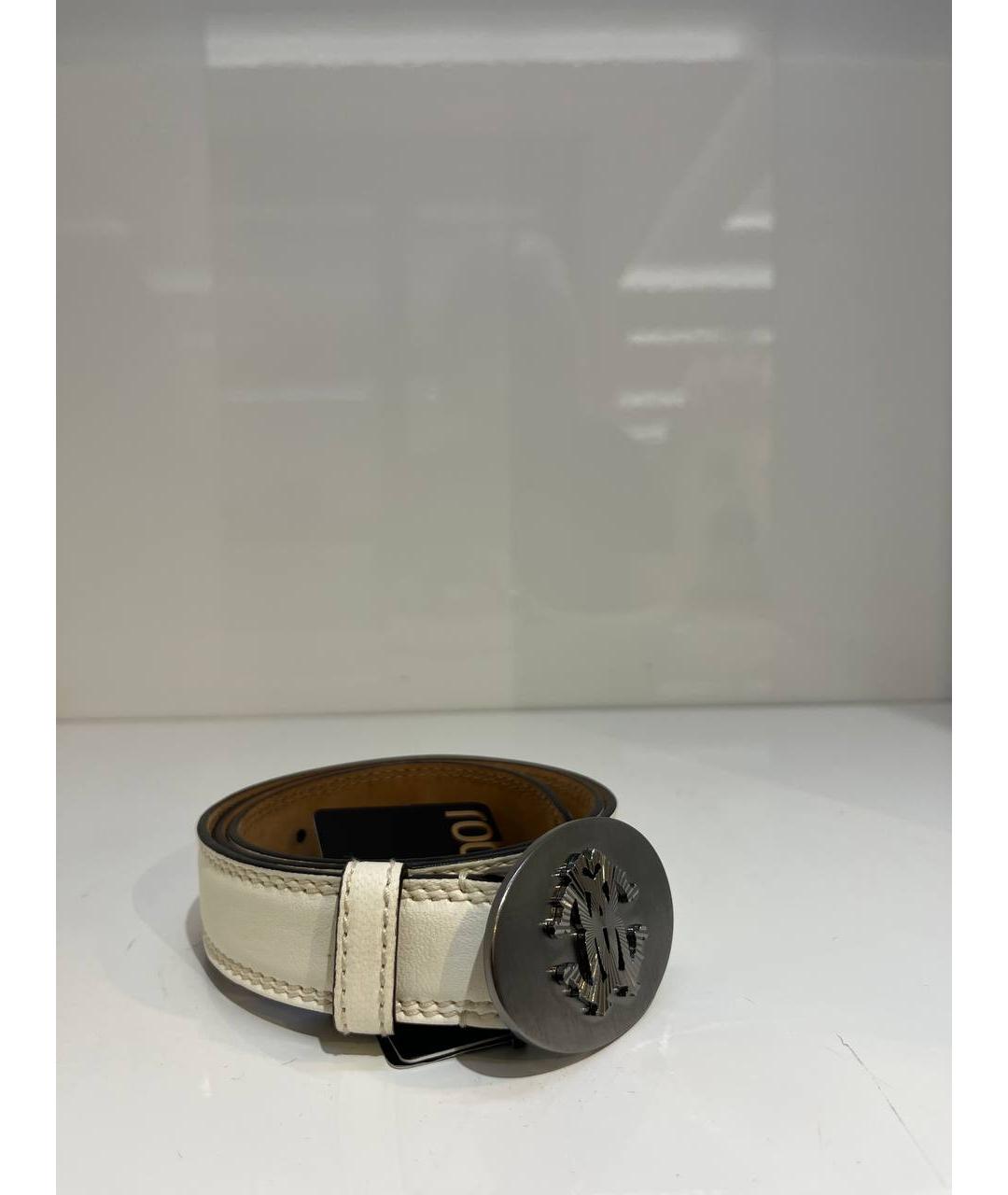 ROBERTO CAVALLI Белый кожаный ремень, фото 3