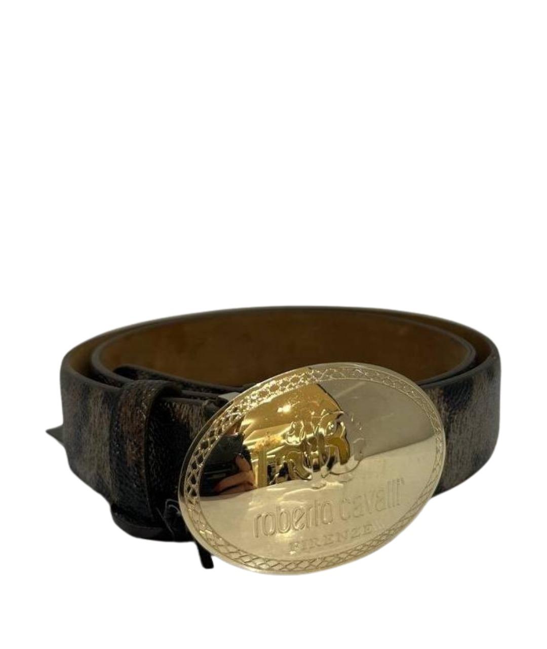 ROBERTO CAVALLI Коричневый кожаный ремень, фото 1