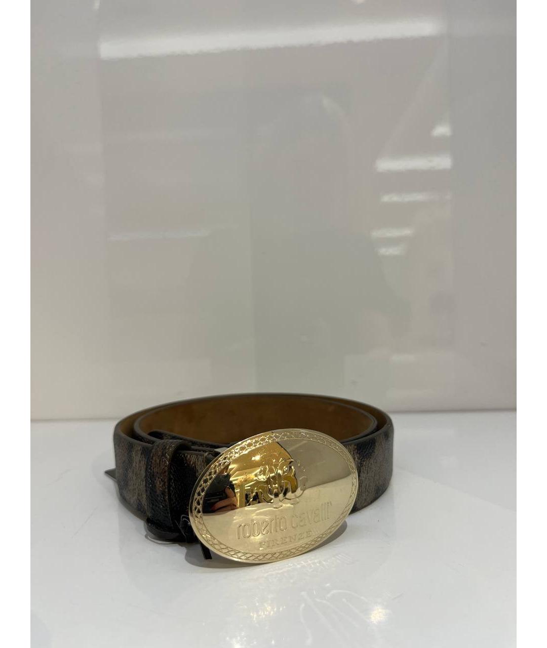 ROBERTO CAVALLI Коричневый кожаный ремень, фото 4