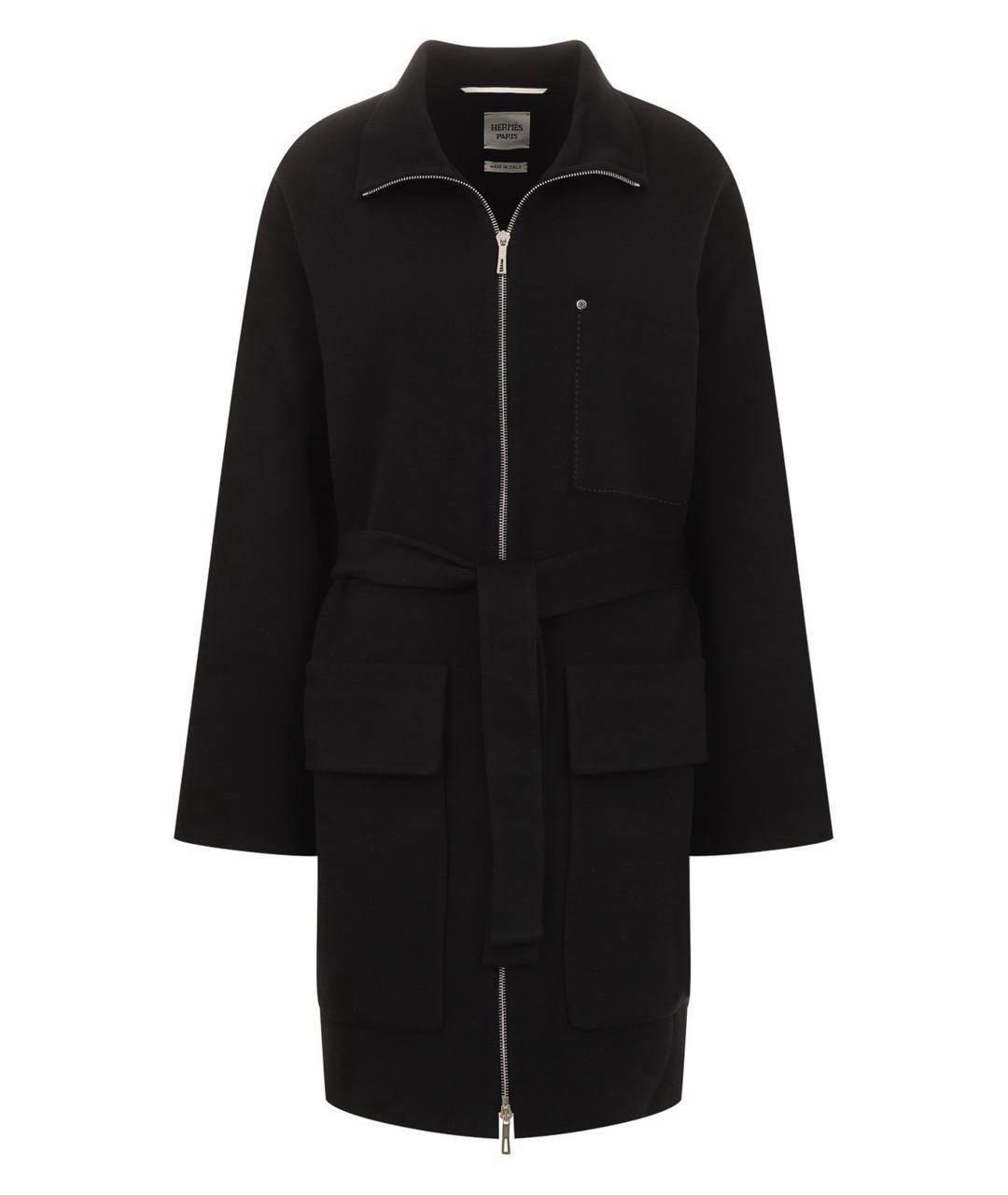 HERMES Черное кашемировое пальто, фото 1