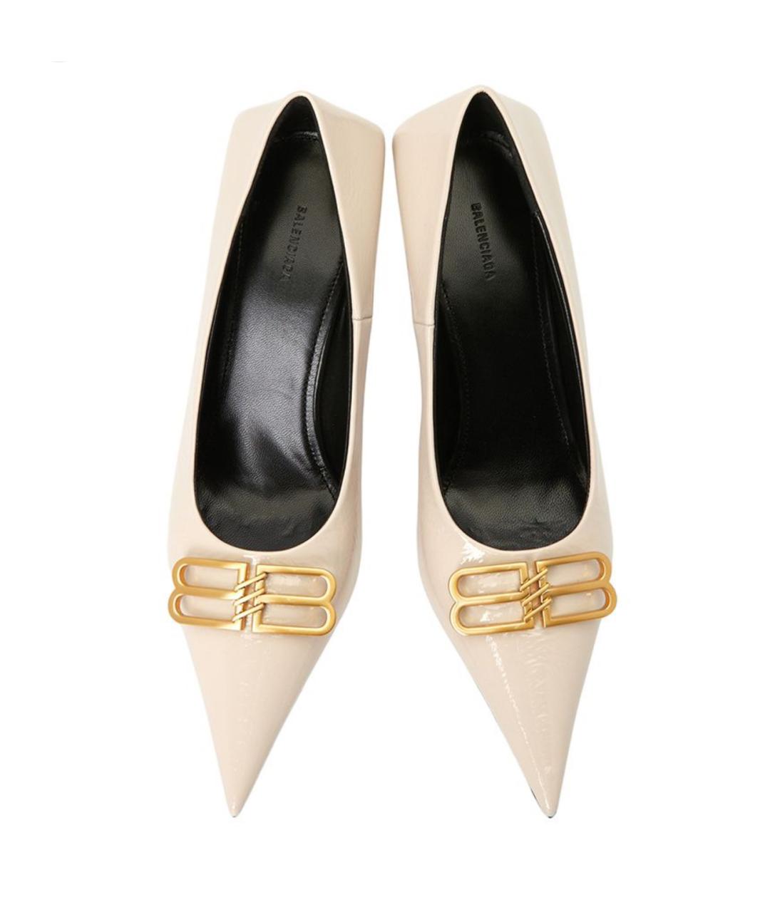 BALENCIAGA Бежевые туфли из лакированной кожи, фото 2