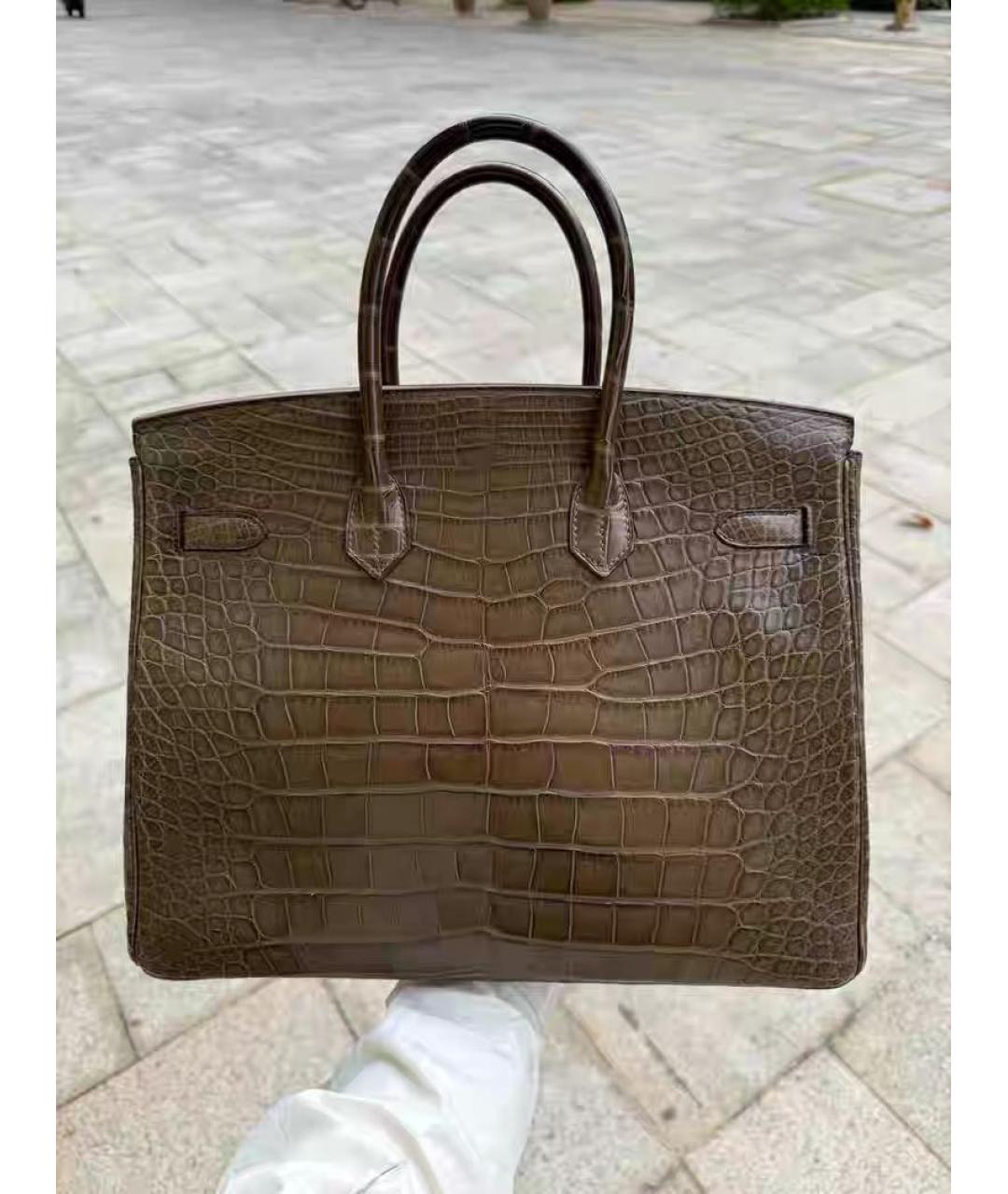 HERMES Коричневая кожаная сумка с короткими ручками, фото 2