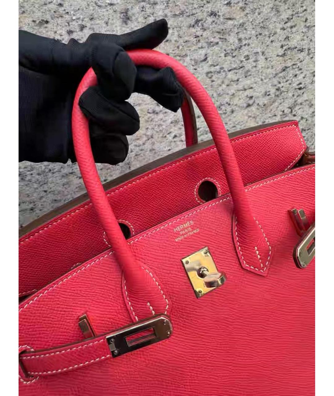 HERMES Розовая кожаная сумка с короткими ручками, фото 5