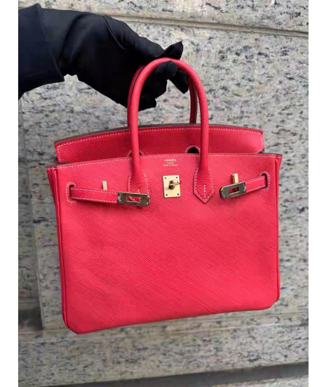 HERMES Розовая кожаная сумка с короткими ручками, фото 6