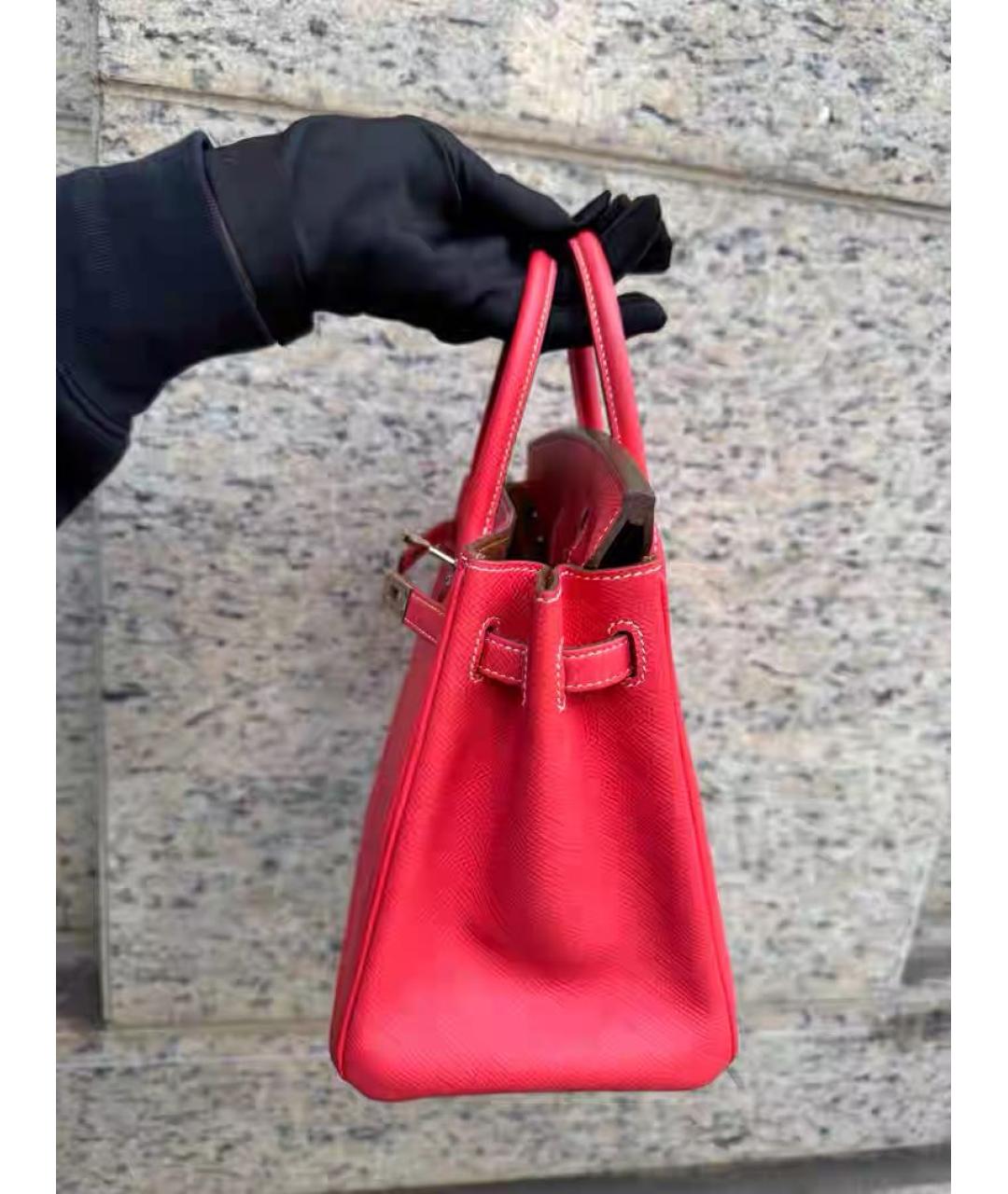 HERMES Розовая кожаная сумка с короткими ручками, фото 3
