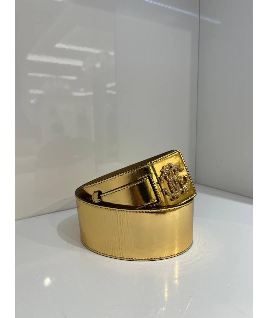 ROBERTO CAVALLI Золотой ремень из лакированной кожи, фото 3