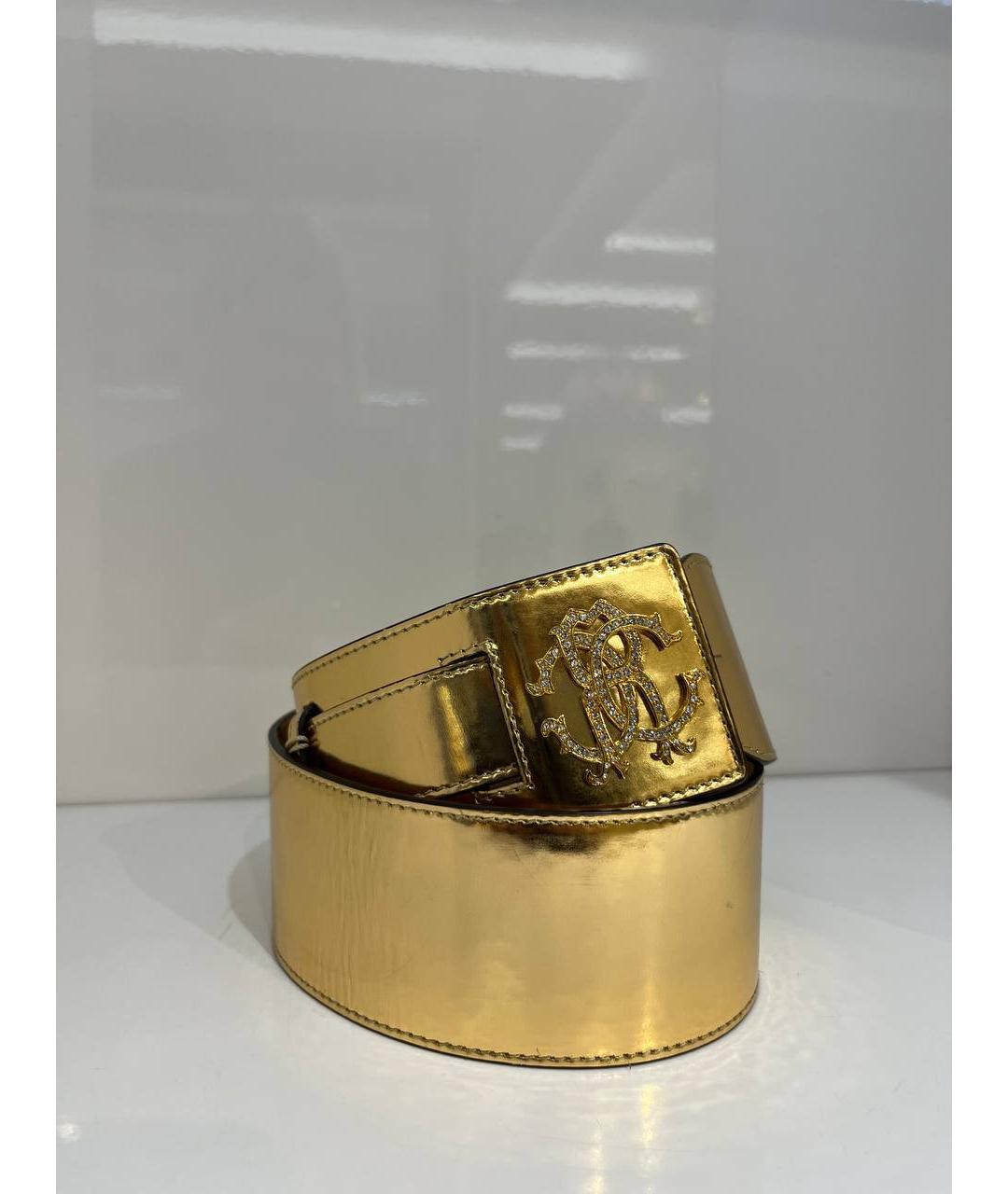 ROBERTO CAVALLI Золотой ремень из лакированной кожи, фото 4