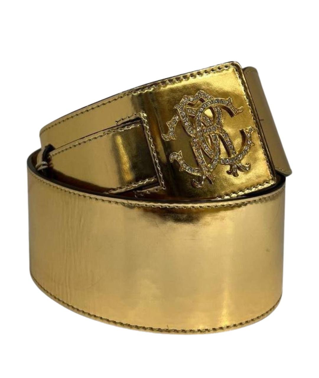 ROBERTO CAVALLI Золотой ремень из лакированной кожи, фото 1