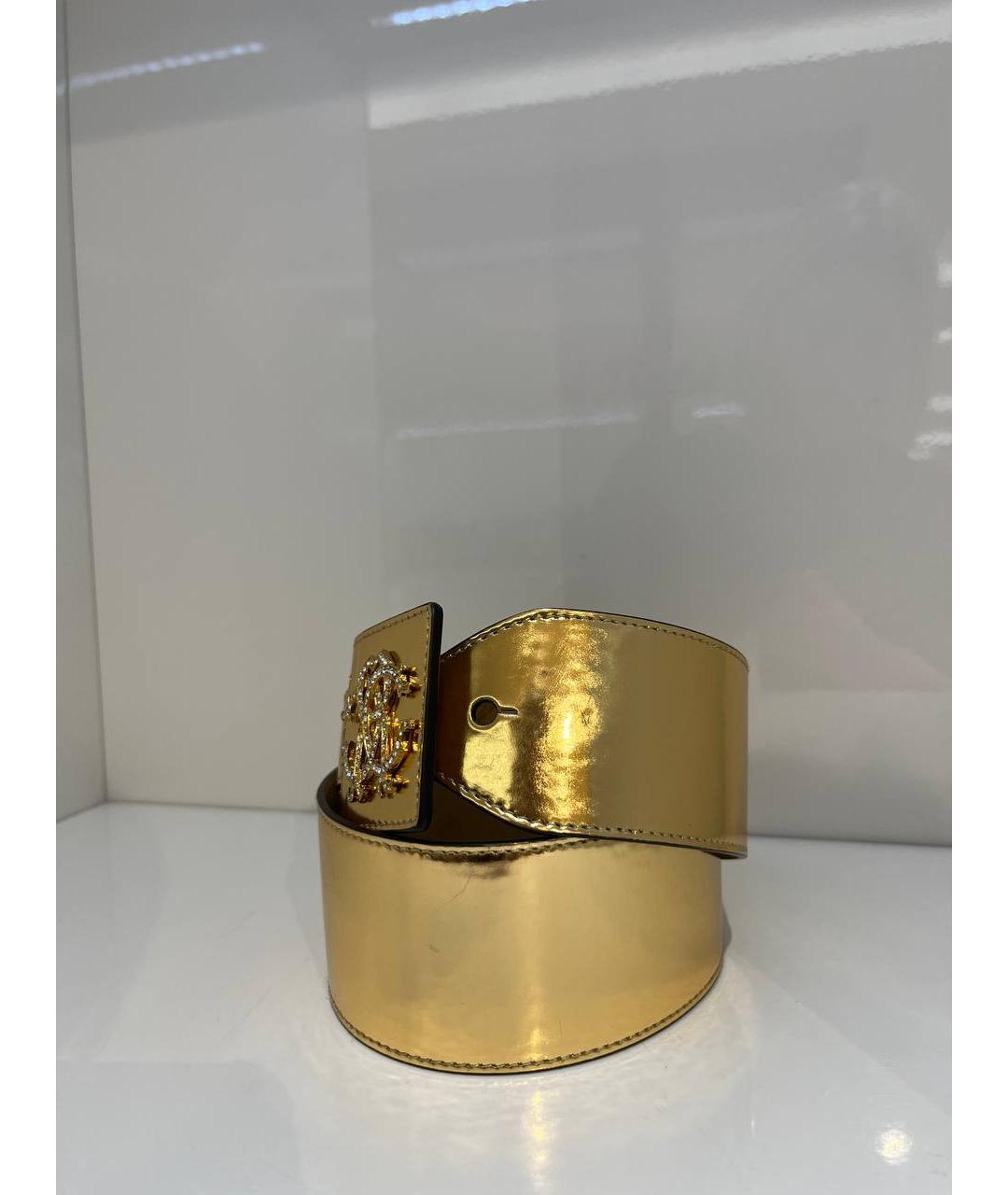 ROBERTO CAVALLI Золотой ремень из лакированной кожи, фото 2