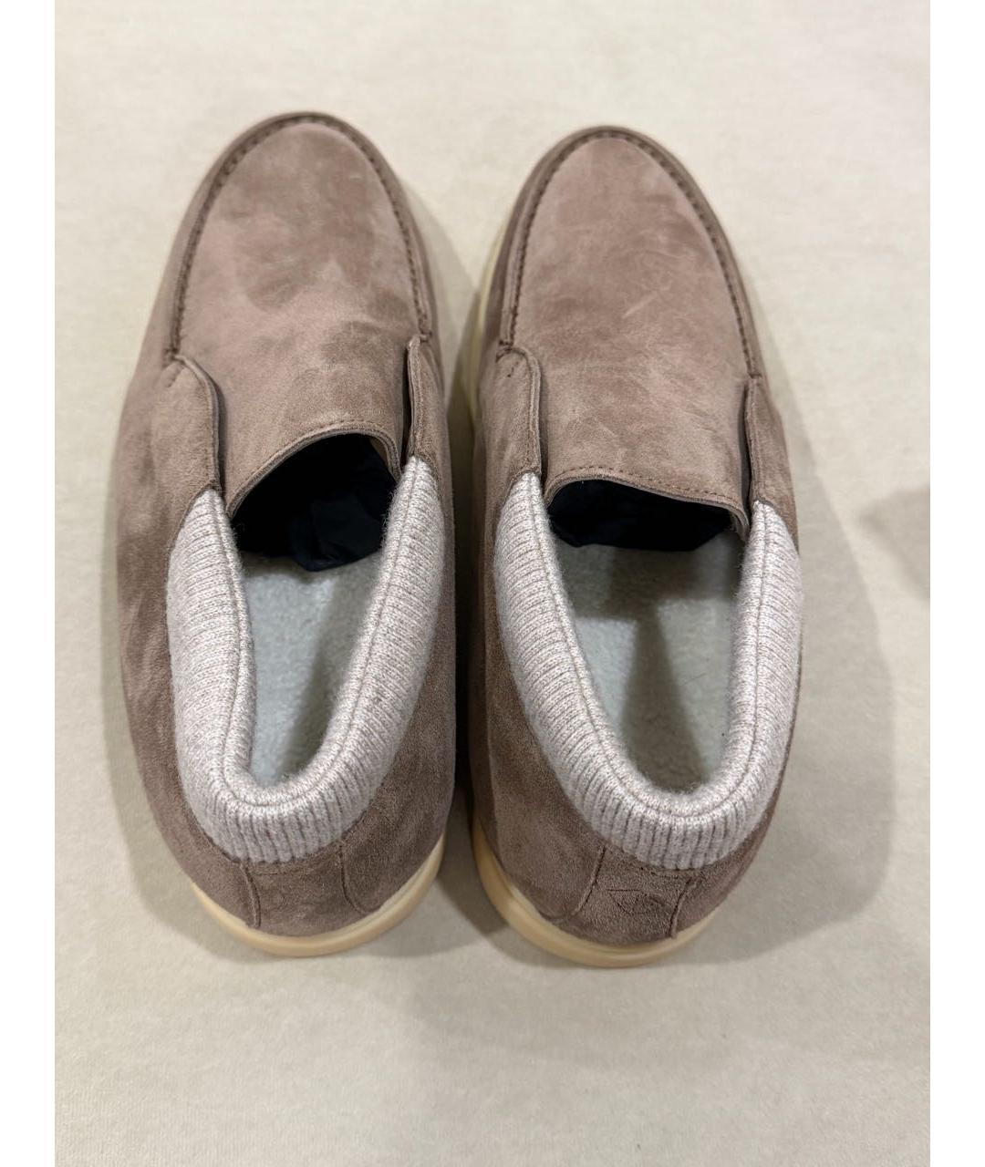 LORO PIANA Бежевые замшевые высокие ботинки, фото 3