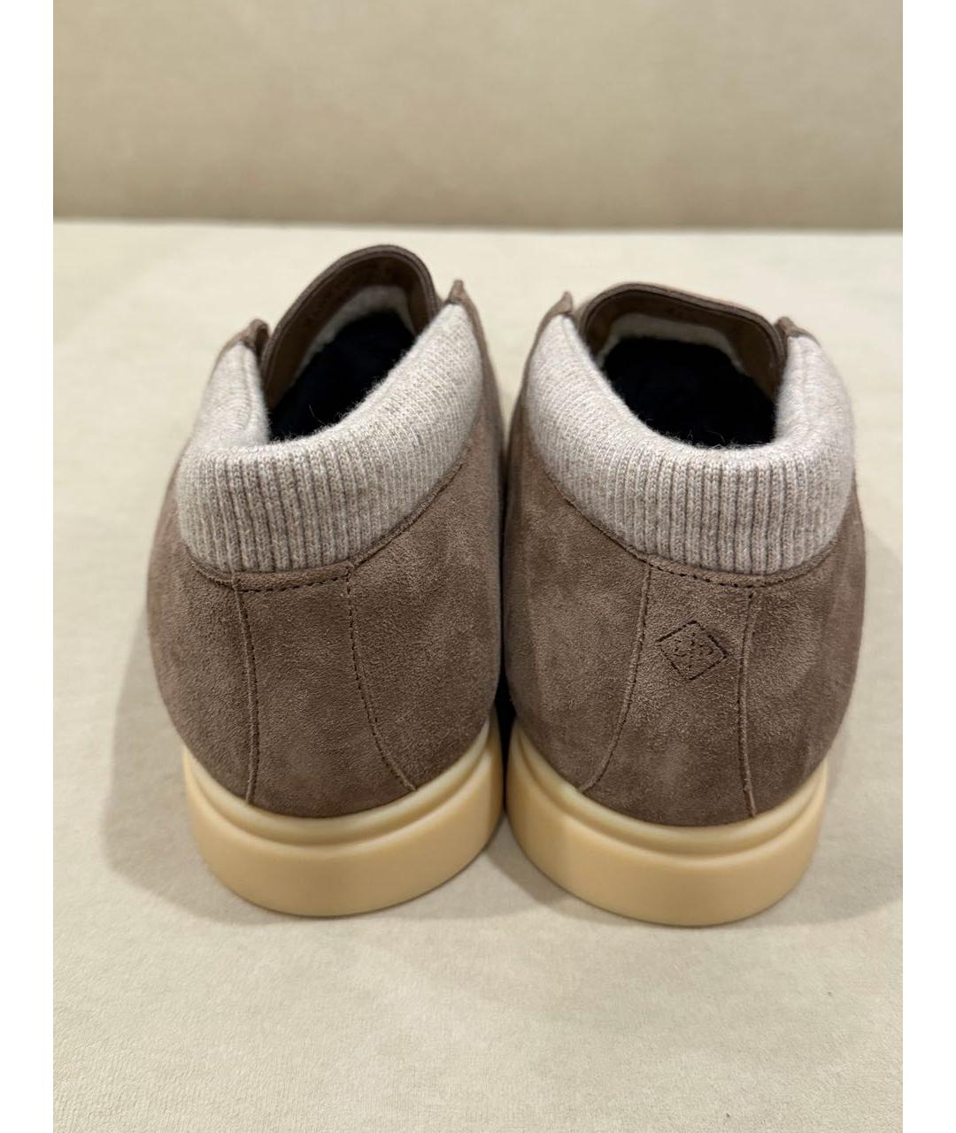 LORO PIANA Бежевые замшевые высокие ботинки, фото 4