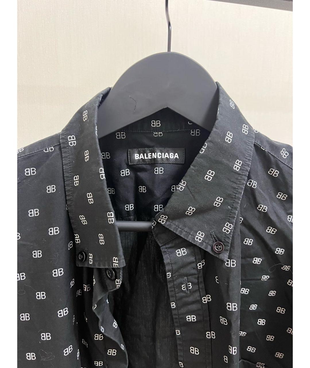 BALENCIAGA Черная хлопковая кэжуал рубашка, фото 3