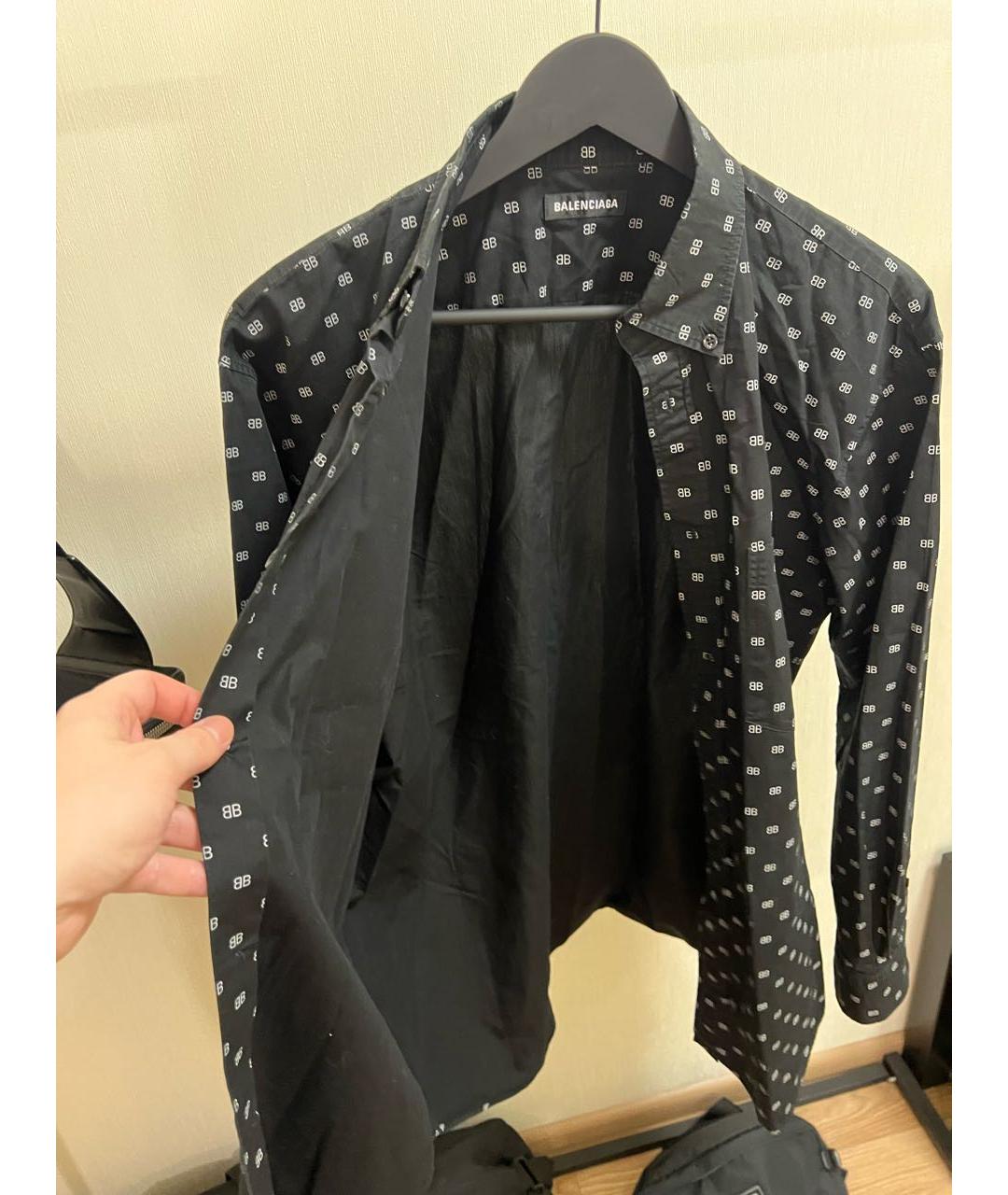 BALENCIAGA Черная хлопковая кэжуал рубашка, фото 4