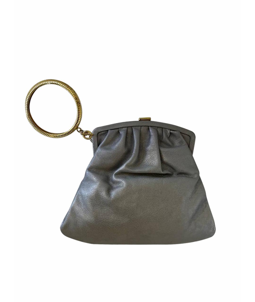 ROBERTO CAVALLI Серая кожаная сумка с короткими ручками, фото 1