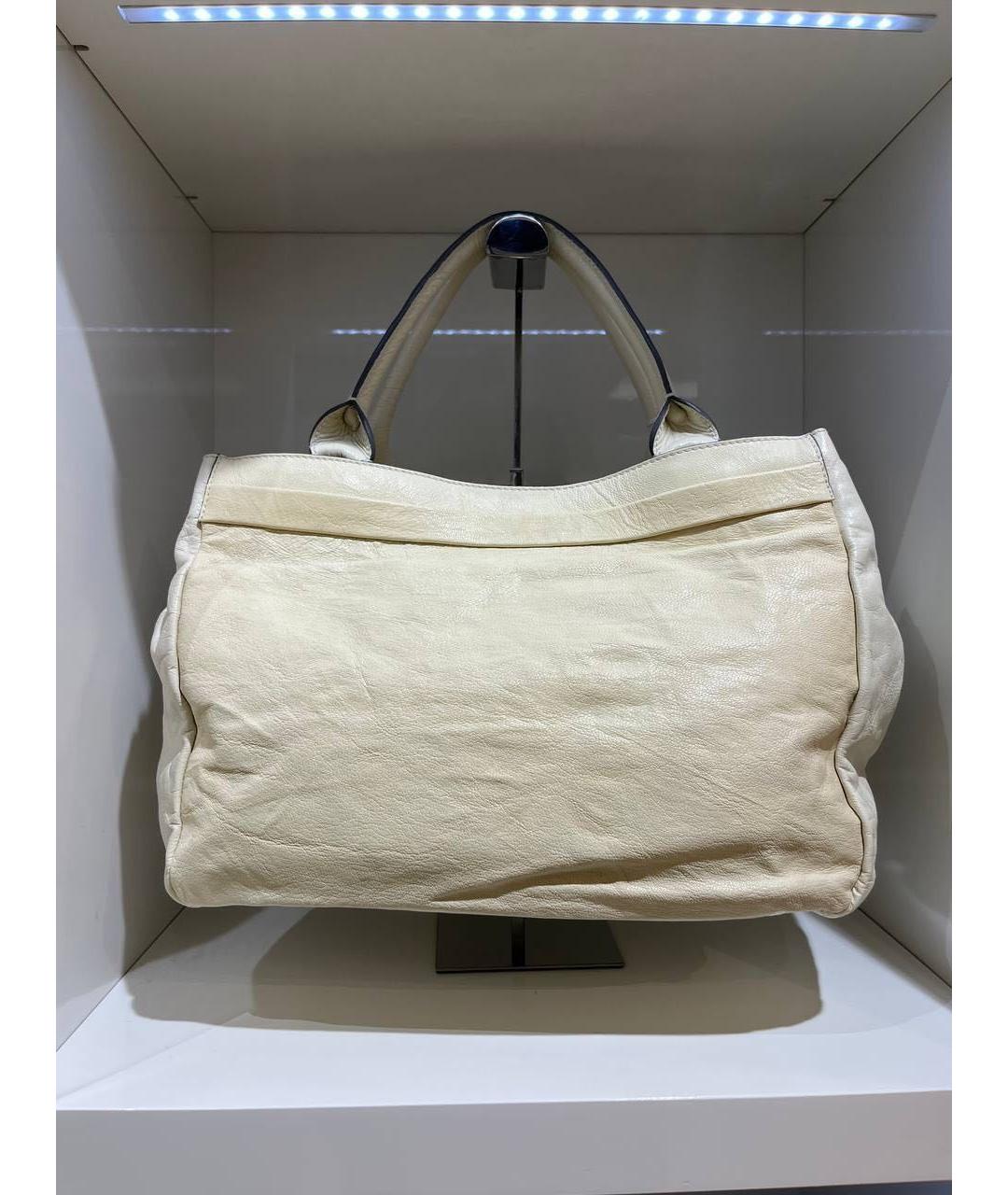 CHLOE Бежевая кожаная сумка с короткими ручками, фото 3