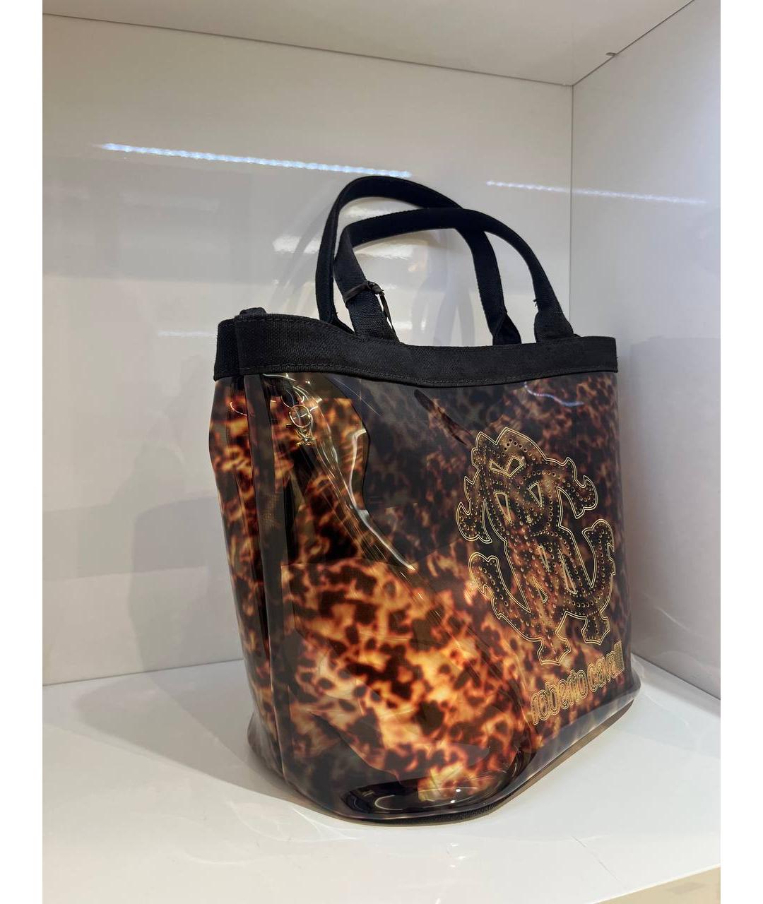 ROBERTO CAVALLI Коричневая сумка тоут из лакированной кожи, фото 3