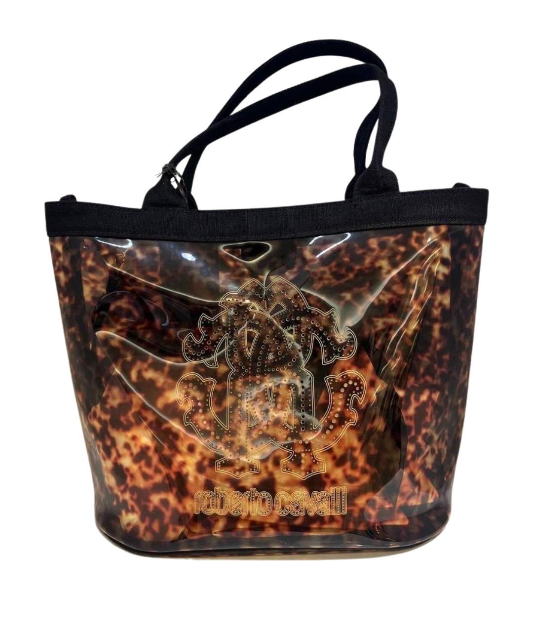 ROBERTO CAVALLI Коричневая сумка тоут из лакированной кожи, фото 1