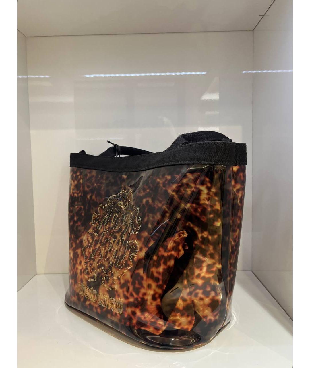 ROBERTO CAVALLI Коричневая сумка тоут из лакированной кожи, фото 2