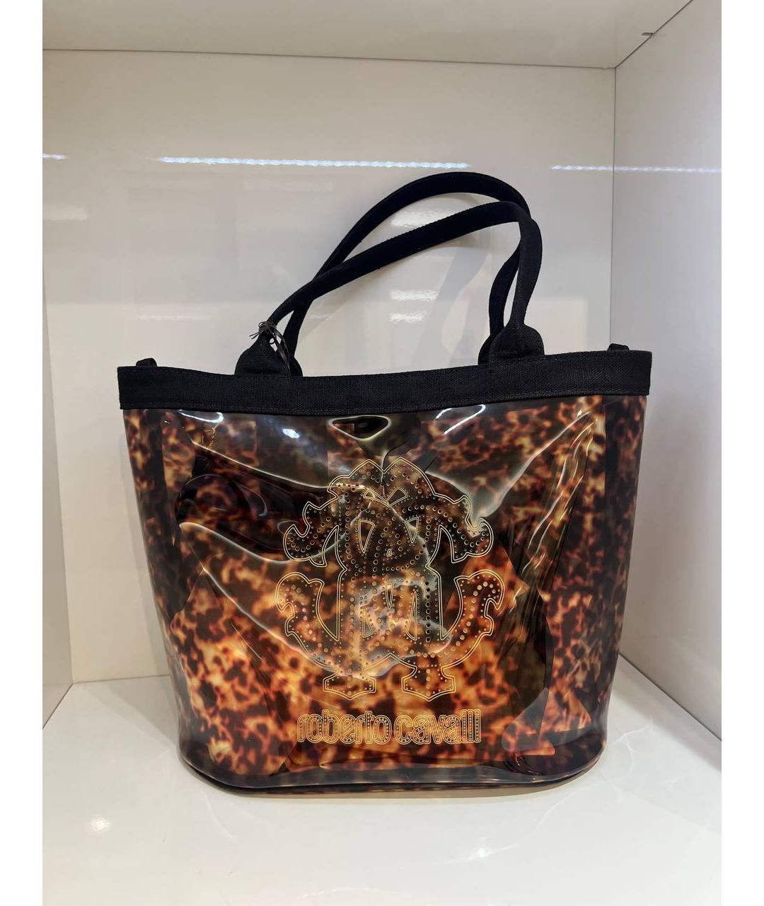ROBERTO CAVALLI Коричневая сумка тоут из лакированной кожи, фото 4
